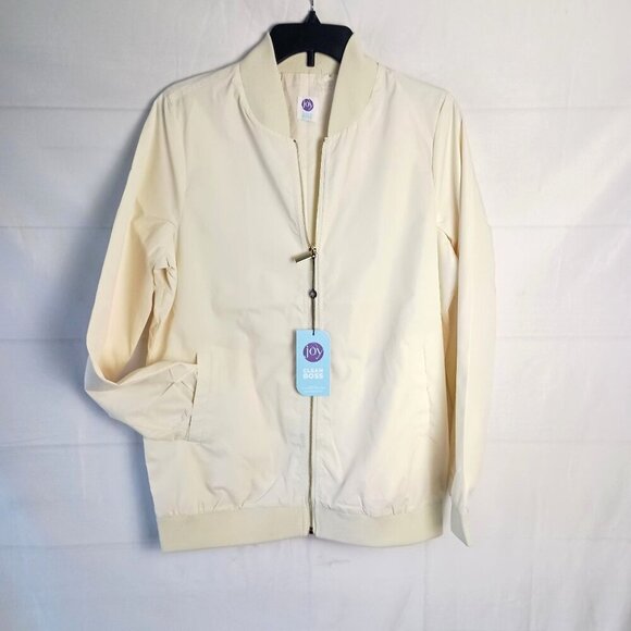 Joy Mangano Cleanboss Bomber Jacket Off-White M Soft Lightweight NWT - Picture 2 of 5